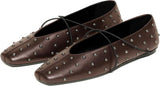 VUN Women's Square Toe Ballet Flats Criss-Cross Straps Comfortable Slip On