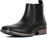 VUN Men's Chelsea Boots Square Toe Western Ankle Boots Slip On Casual Dress Cowboy Boot