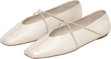 VUN Women's Square Toe Ballet Flats Criss-Cross Straps Comfortable Slip On