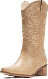 VUN Cowboy Boots For Women Pointy Toe Women's Western Boots Cowgirl Boots Mid Calf Boots