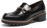VUN Women's Chunky Loafers, Platform Comfortable Slip-On Dressy Business Casual Shoes