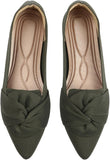 VUN Flats for Womens Pointed Toe Ballet Flats with Bow Comfortable Knit Dressy Flats