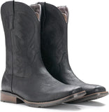 VUN Cowboy Boots For Men with Wide Square Toe Western Retro Boot Durable Classic Fashionable Embroidered