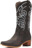 VUN Cowboy Boots For Women Pointy Toe Women's Western Boots Cowgirl Boots Mid Calf Boots