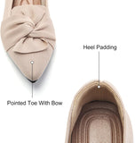 VUN Flats for Womens Pointed Toe Ballet Flats with Bow Comfortable Knit Dressy Flats
