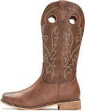 VUN Cowboy Boots for Boys Girls Western Square Toe Cowgirl Boots Mid Calf Riding Shoes
