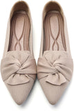 VUN Flats for Womens Pointed Toe Ballet Flats with Bow Comfortable Knit Dressy Flats