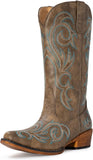 VUN Cowboy Boots For Women Mid Calf Cowgirl Boots Pointy Toe Western Boot