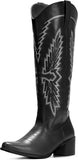 VUN Cowboy Boots for Women Knee High Western Pointy Toe Chunky Heel Zipper Cowgirl Boots