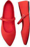 VUN Pointed Toe Flats Knit Ballet Flat Shoes for Women Comfortable with Adjustable Strap,Washable Dressy Casual Flats for Work Office
