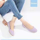 VUN Round Toe Women Flat Shoes Slip on Girls Dress Black Ballet Flats
