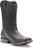 VUN Cowboy Boots For Men with Wide Square Toe Western Retro Boot Durable Classic Fashionable Embroidered
