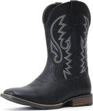 VUN Cowboy Boots For Men with Wide Square Toe Western Retro Boot Durable
