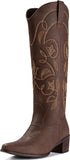 VUN Cowboy Boots For Women Pointy Toe Women's Western Boots Cowgirl Boots Mid Calf Boots