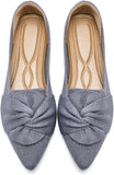 VUN Flats for Womens Pointed Toe Ballet Flats with Bow Comfortable Knit Dressy Flats