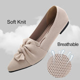 VUN Flats for Womens Pointed Toe Ballet Flats with Bow Comfortable Knit Dressy Flats