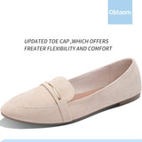 VUN Women's Pointy Toe Loafer Flat Comfortable Faux Suede Work Shoes,Cute Penny Loafer Slip On Ballet Flat