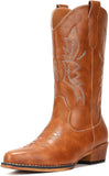 VUN Cowboy Boots For Women Western Boots Cowgirl Boots Pull On Pointy Toe Mid Calf Boots