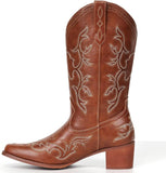 VUN Cowboy Boots For Women Western Boots Cowgirl Classic Fashion Embroidered Pointy Toe Boots