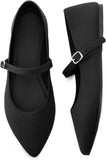 VUN Pointed Toe Flats Knit Ballet Flat Shoes for Women Comfortable with Adjustable Strap,Washable Dressy Casual Flats for Work Office