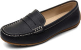 VUN Women's Comfortable & Lightweight Leather Penny Loafers Slip-Ons Cute Business Casual Dress Shoes Work Office Flats