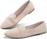 VUN Women's Pointy Toe Loafer Flat Comfortable