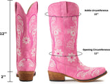 VUN Cowboy Boots For Women Mid Calf Cowgirl Boots Embroidered Pull-On Tabs Snip Toe Boot