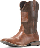 VUN Cowboy Boots For Men Wide Western Boot Traditional American Flag Retro Square Toe Country Work Boots