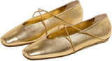 VUN Women's Square Toe Ballet Flats Criss-Cross Straps Comfortable Slip On