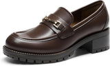 VUN Women's Chunky Loafers, Platform Comfortable Slip-On Dressy Business Casual Shoes