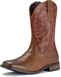 VUN Cowboy Boots For Men Wide Foot Square Toe Western Boots with Classic Embroidered