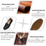 VUN Women's Comfortable & Lightweight Leather Penny Loafers Slip-Ons Cute Business Casual Dress Shoes Work Office Flats