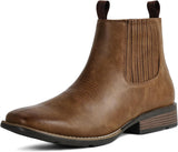 VUN Cowboy Boots For Men Square Toe Ankle Boots Western Chelsea Boot Casual Dress Slip On Men Shoes