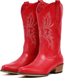 VUN Cowboy Boots For Women Western Boots Cowgirl Boots Pull On Pointy Toe Mid Calf Boots