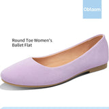 VUN Round Toe Women Flat Shoes Slip on Girls Dress Black Ballet Flats
