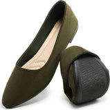 VUN Women’s Flats Shoes Comfortable Suede Pointed Toe Slip On