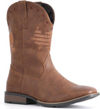 VUN Cowboy Boots For Men Square Toe Western Retro Boot Durable Classic