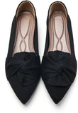 VUN Flats for Womens Pointed Toe Ballet Flats with Bow Comfortable Knit Dressy Flats