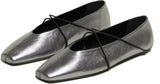 VUN Women's Square Toe Ballet Flats Criss-Cross Straps Comfortable Slip On