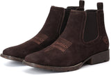 VUN Genuine Cowhide Suede Chelsea Boots For Men Western Boots Ankle Boot Casual Dress Slip On