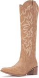 VUN Cowboy Boots For Women Knee High Western Cowgirl Boots Snip Toe Side Zipper Chunky Heel