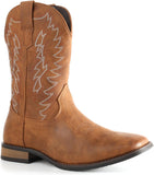 VUN Cowboy Boots For Men Wide Foot Square Toe Western Boots with Classic Embroidered Durable Slip on Boots