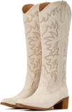 VUN Cowboy Boots For Women Knee High Western Cowgirl Boots Snip Toe Side Zipper Chunky Heel