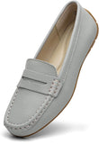 VUN Women's Comfortable & Lightweight Leather Penny Loafers Slip-Ons Cute Business Casual Dress Shoes Work Office Flats