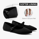 VUN Pointed Toe Flats Knit Ballet Flat Shoes for Women Comfortable with Adjustable Strap,Washable Dressy Casual Flats for Work Office