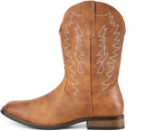 VUN Cowboy Boots For Men Wide Foot Square Toe Western Boots with Classic Embroidered Durable Slip on Boots