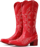 VUN Cowboy Boots For Women Western Boots Cowgirl Classic Fashion Embroidered Pointy Toe Boots
