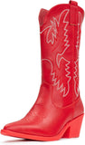 VUN Cowboy Boots For Women Western Cowgirl Boots Pull On Pointy Toe Mid Calf