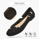 VUN Dress Shoes for Women Round Toe Flats Shoes Lace Ballet Flats