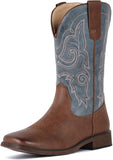 VUN Cowboy Boots For Women Square Toe Western Boots Mid Calf Cowgirl Boots Pull On Fashion Embroidered Cowboy Boots